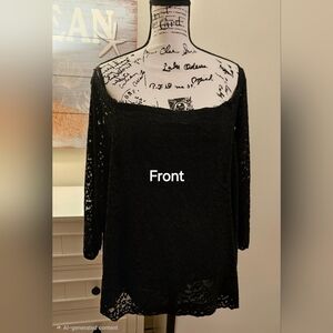 Ann Taylor Elegant Black Lace Top